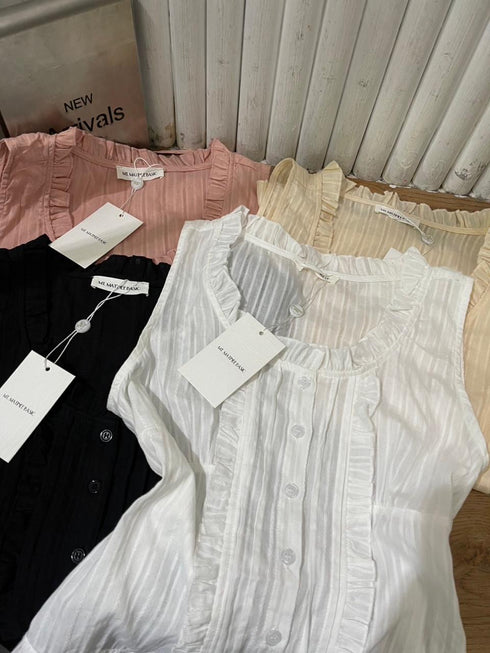 MATINEE Sleeveless Round Frill Neck Tops